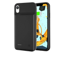Black iphone xr battery charger power case with sleek minimalist design and integrated charging port shown from back side