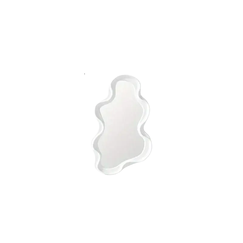 Irregular decorative mirrors cloud wall mirror white sleek glossy finish with smooth wavy edges for home room decor