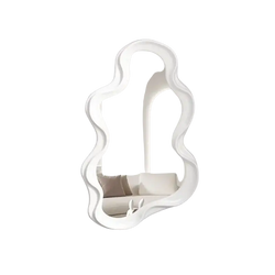 White wavy-edged irregular decorative mirror with smooth glossy finish for home room cloud body wall mirror decor