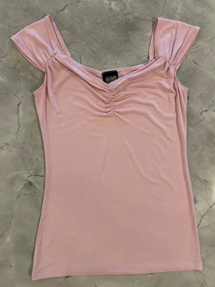 Isabel ruched sweetheart top in blush pink featuring a soft sleeveless design with gathered shoulder straps