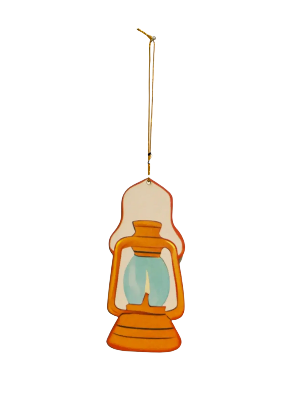 Orange and light blue moon star lantern islamic ramadan wall decor ornament with gold string in modern style