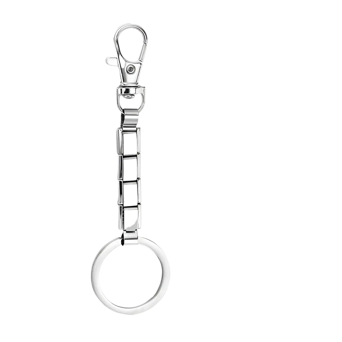 Silver-toned metal italian link charm keychain with chain-link design and lobster clasp for personalized diy use