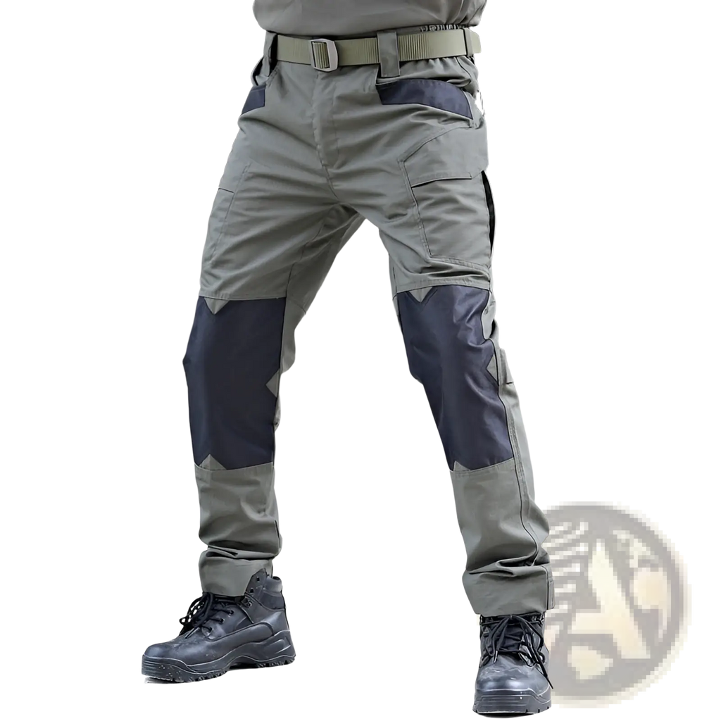 Ix6 tactical pants men summer utility cargo trousers in olive green with dark gray reinforced knee panels and multiple pockets