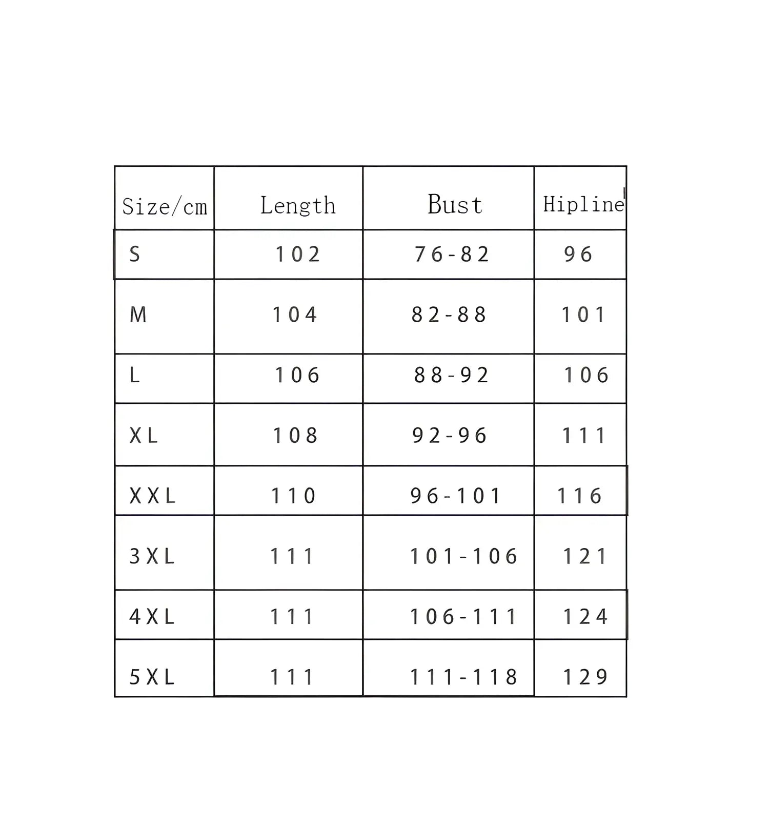 Size chart displaying measurements in centimeters for ix7 men’s tactical cargo pants in army training trousers from s to 5xl