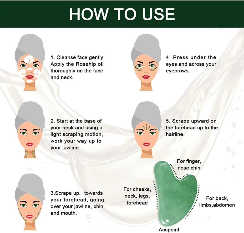 Green jade facial gua sha tool with dotted acupoint markings for precise application in jade gua sha facial set
