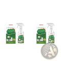 Two white spray bottles of Jakehoe kitchen appliance grease cleaner spray with a green enzyme-based formula label