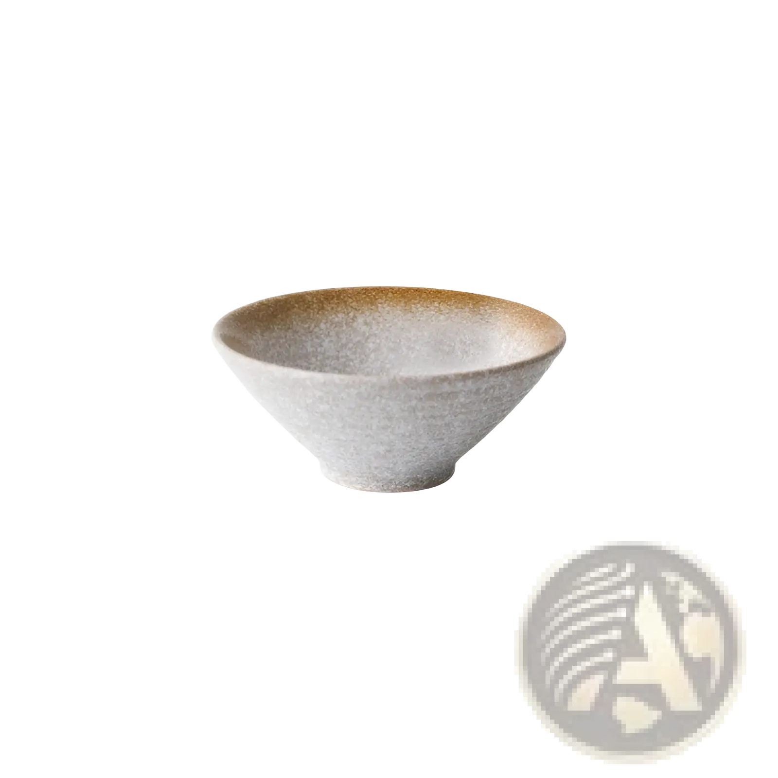 Japanese ceramic bowl with a rustic speckled gray body and warm earthy brown rim for tableware use