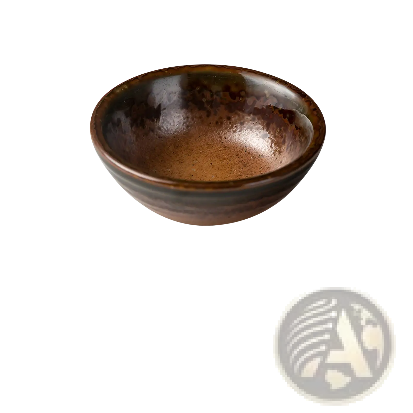 A rustic brown ceramic small plate with glossy speckled glaze and handcrafted texture for Japanese tableware