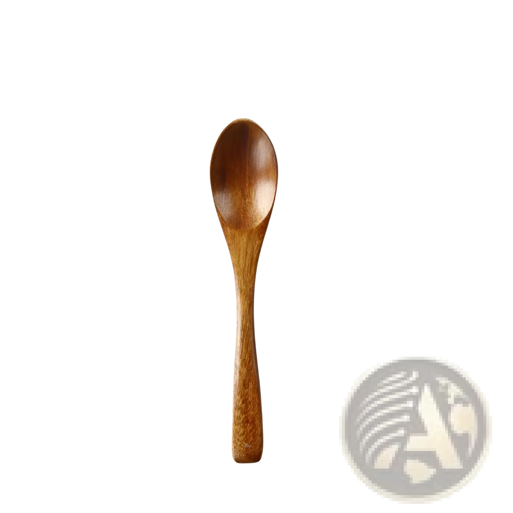 Japanese wooden honey spoon handcrafted from smooth medium brown hemu wood with natural wood grain finish