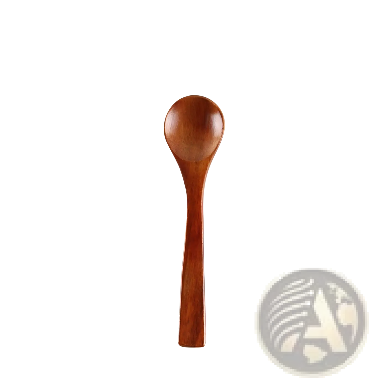 A smooth polished Japanese wooden honey spoon handcrafted from warm brown hemu wood with natural wood grain