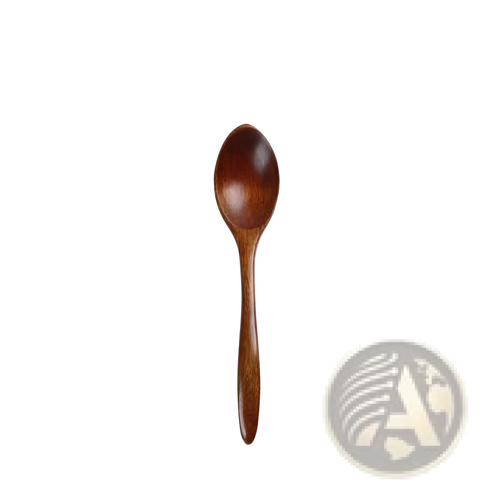 A smooth polished Japanese wooden honey spoon handcrafted from rich brown hemu wood with natural grain