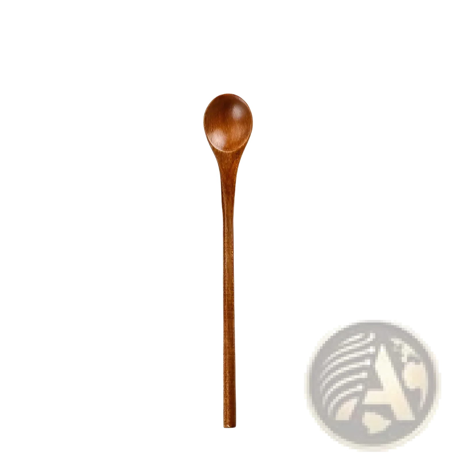 A sleek 20cm Japanese wooden honey spoon handcrafted from warm brown hemu wood with subtle grain patterns