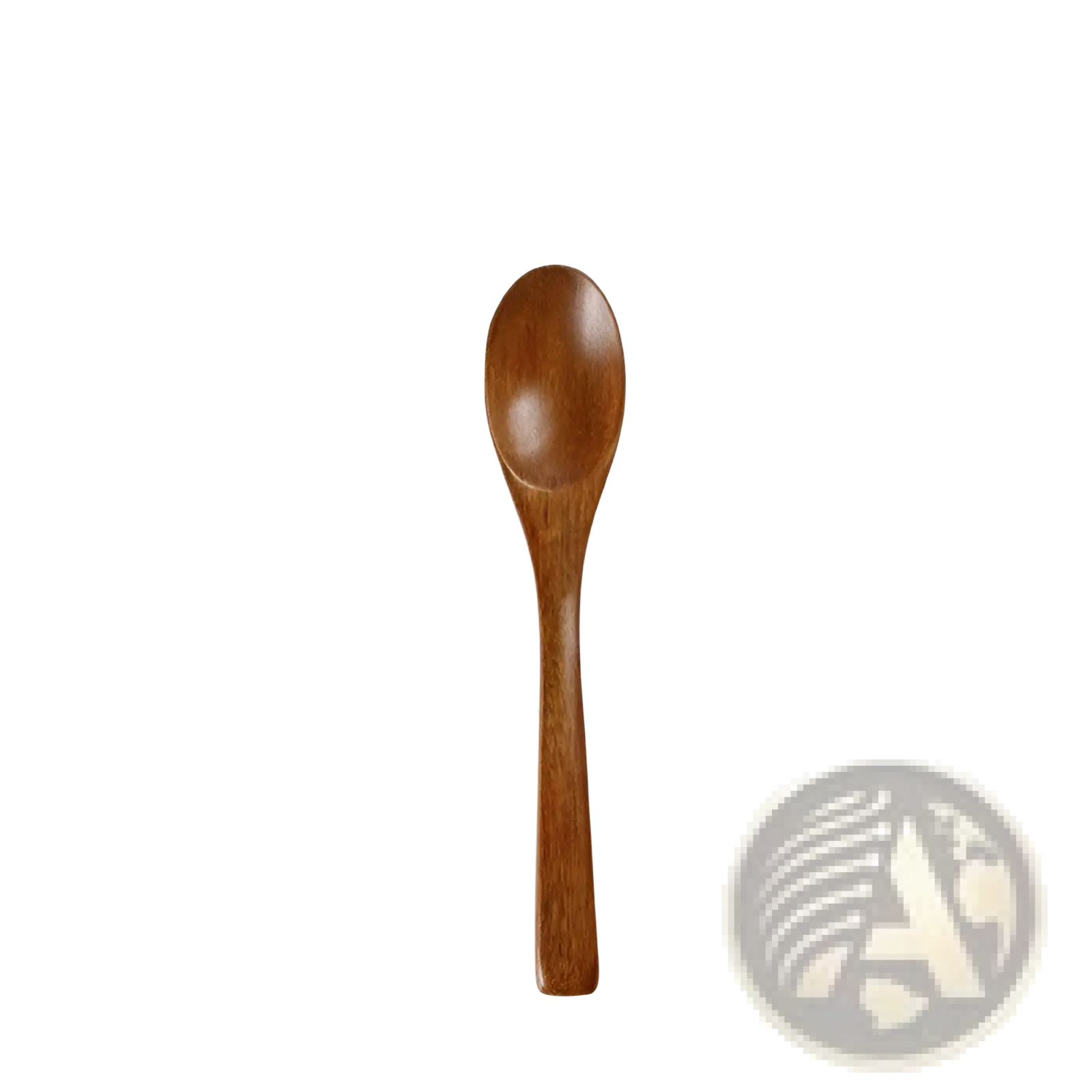 Japanese wooden honey spoon handcrafted from smooth medium-brown hemu wood with natural grain and rounded bowl