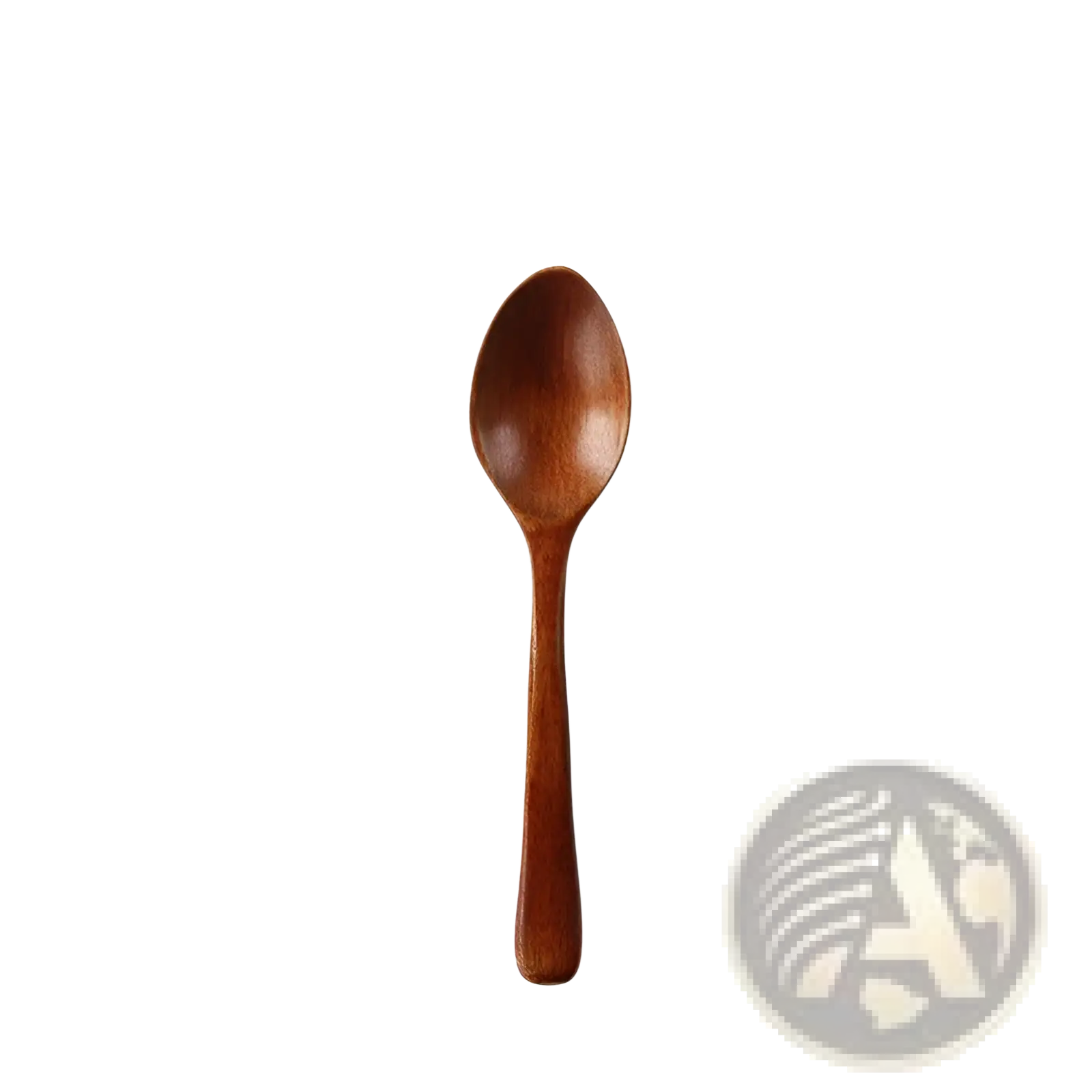 Japanese wooden honey spoon handcrafted from smooth medium-brown hemu wood with a gently curved bowl and slender handle
