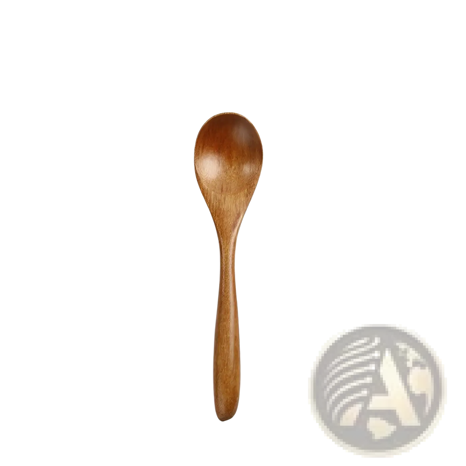 Japanese wooden honey spoon handcrafted from smooth medium-brown hemu wood with natural grain and rounded bowl