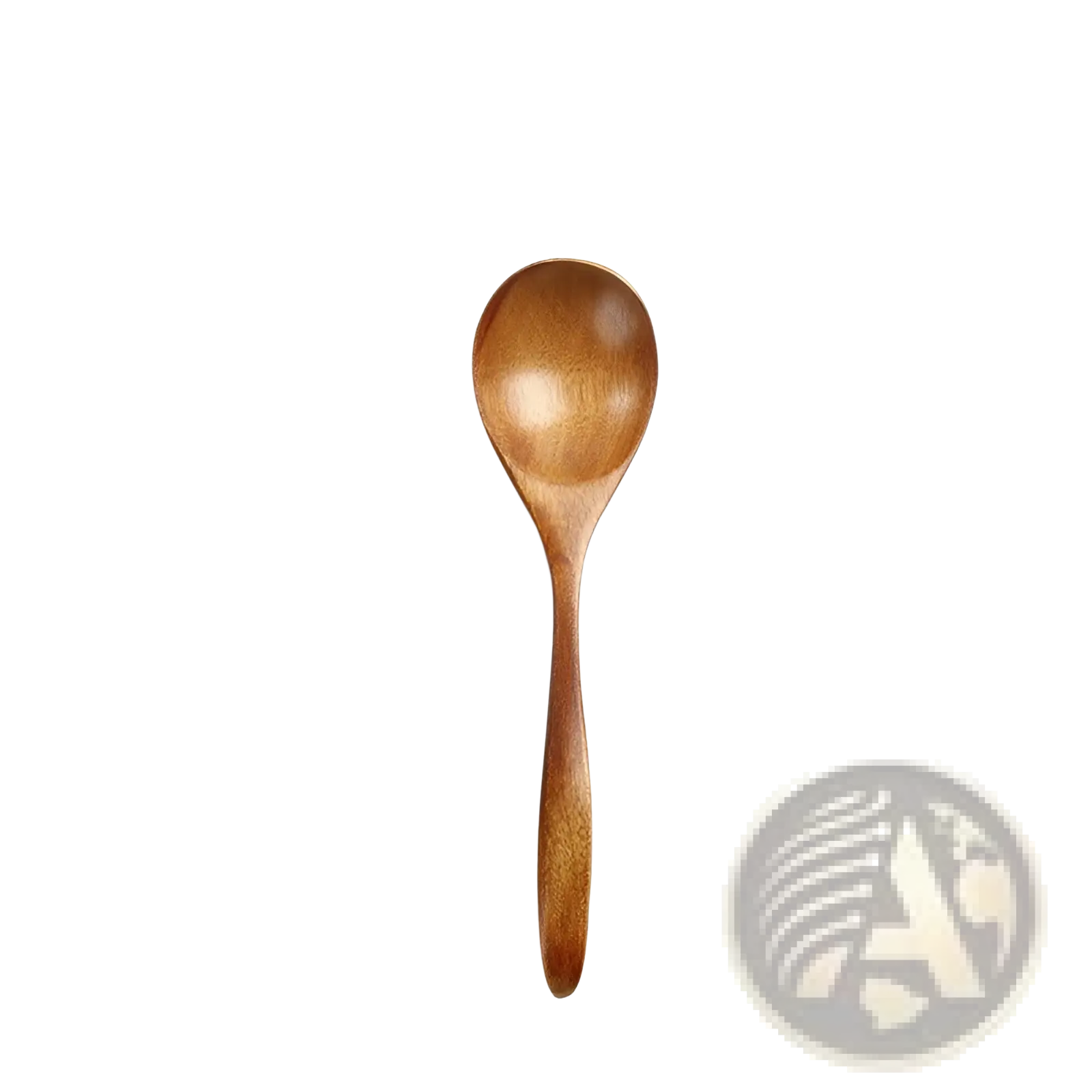 Japanese wooden honey spoon handcrafted from smooth medium-brown hemu wood with a rounded bowl and slender handle