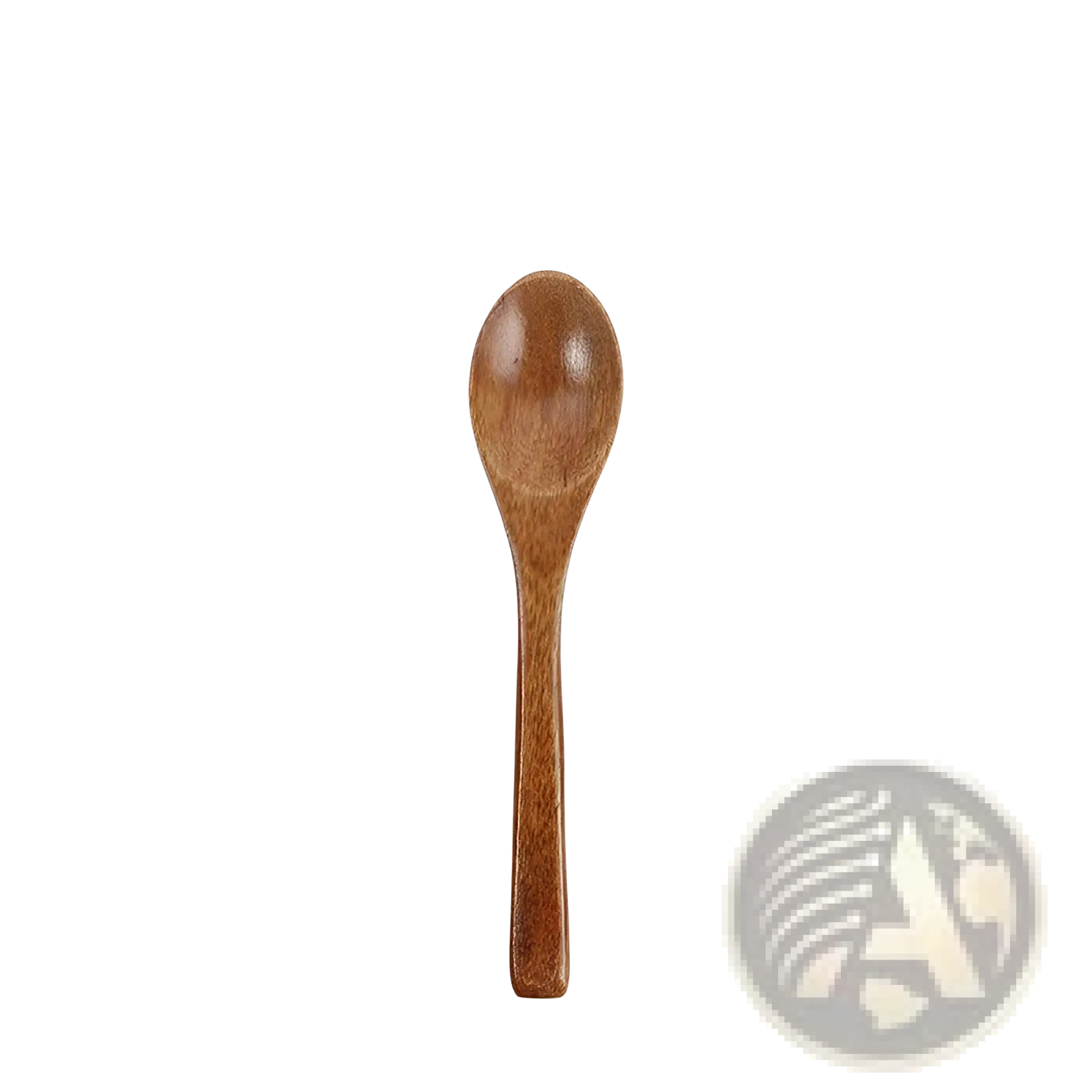 Japanese wooden honey spoon handcrafted from medium-brown hemu wood with smooth rounded bowl and natural grain pattern
