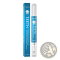Blue jaysuing herbal teeth whitening and stain remover pen with white bristles and silver tip in clear tube