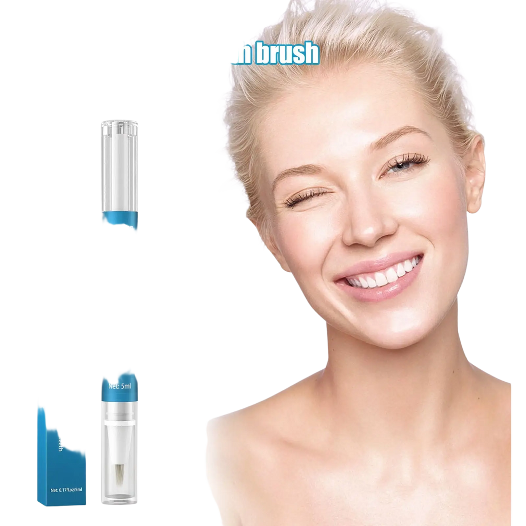 Jaysuing herbal teeth whitening and stain remover pen with clear tube white bristles and blue label toothbrush
