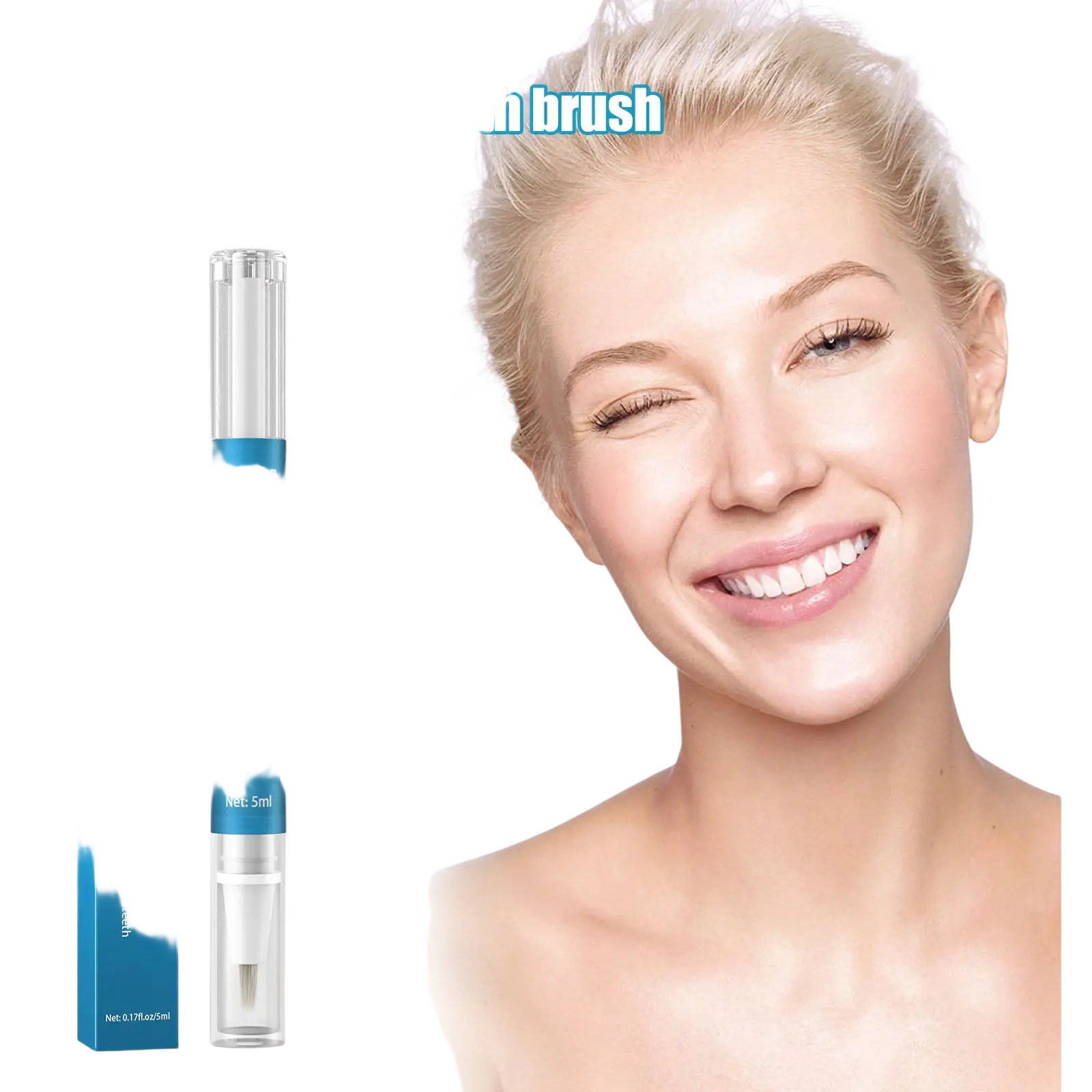 Jaysuing herbal teeth whitening and stain remover pen with clear tube white bristles and blue label toothbrush