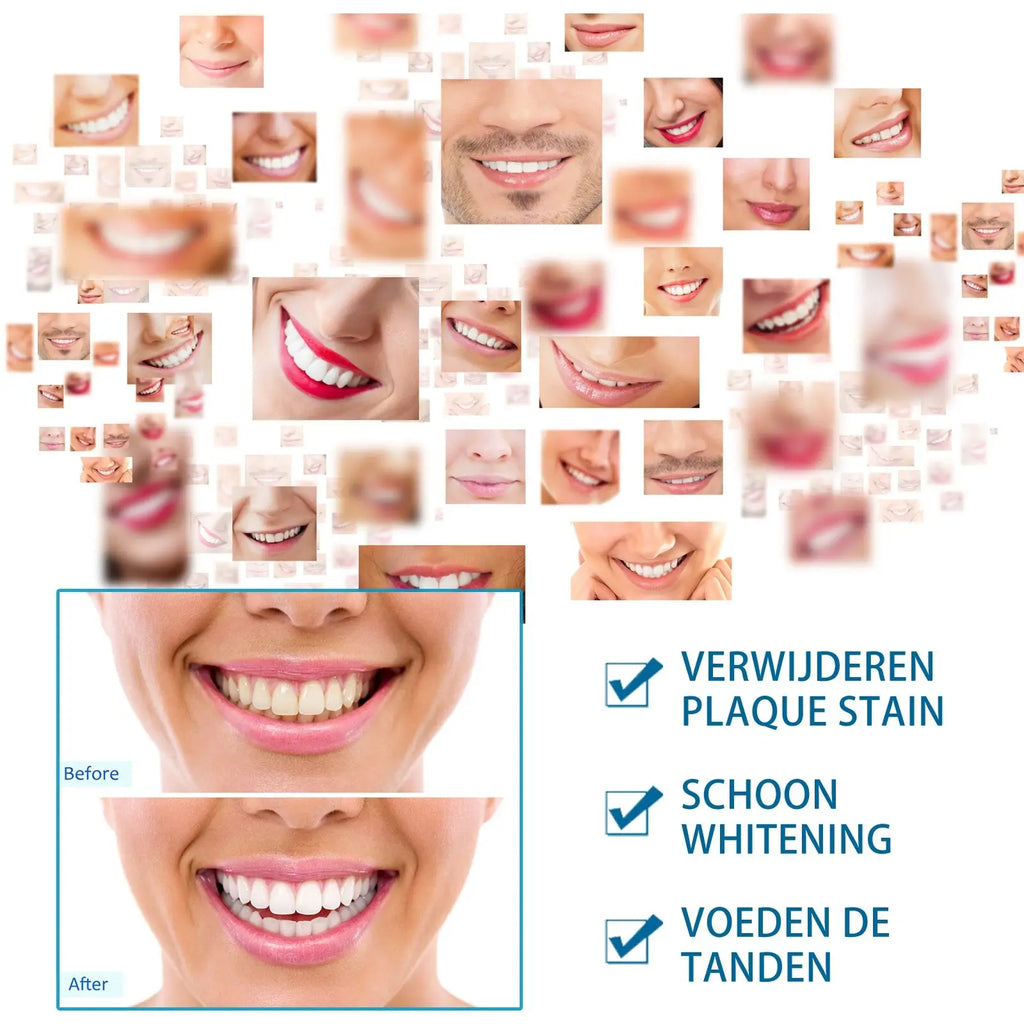 A woman showing a bright white smile with glossy pink lips after using jaysuing herbal teeth whitening and stain remover pen