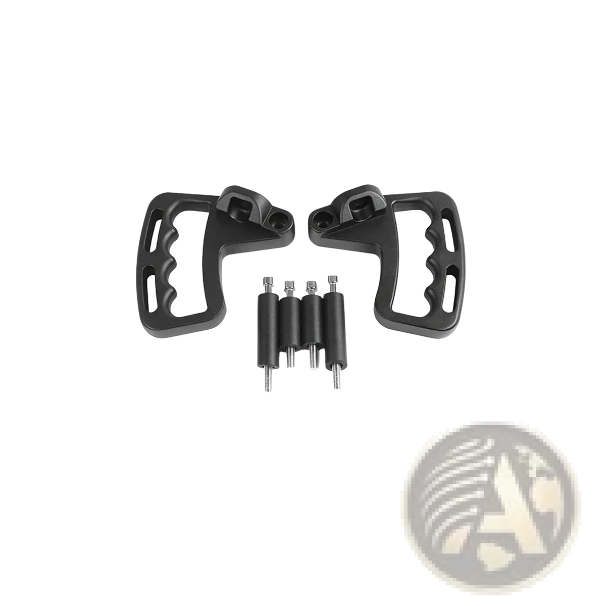 Black matte-finished aluminum door grab handles with ergonomic contours and matching spacers for Jeep Wrangler JK