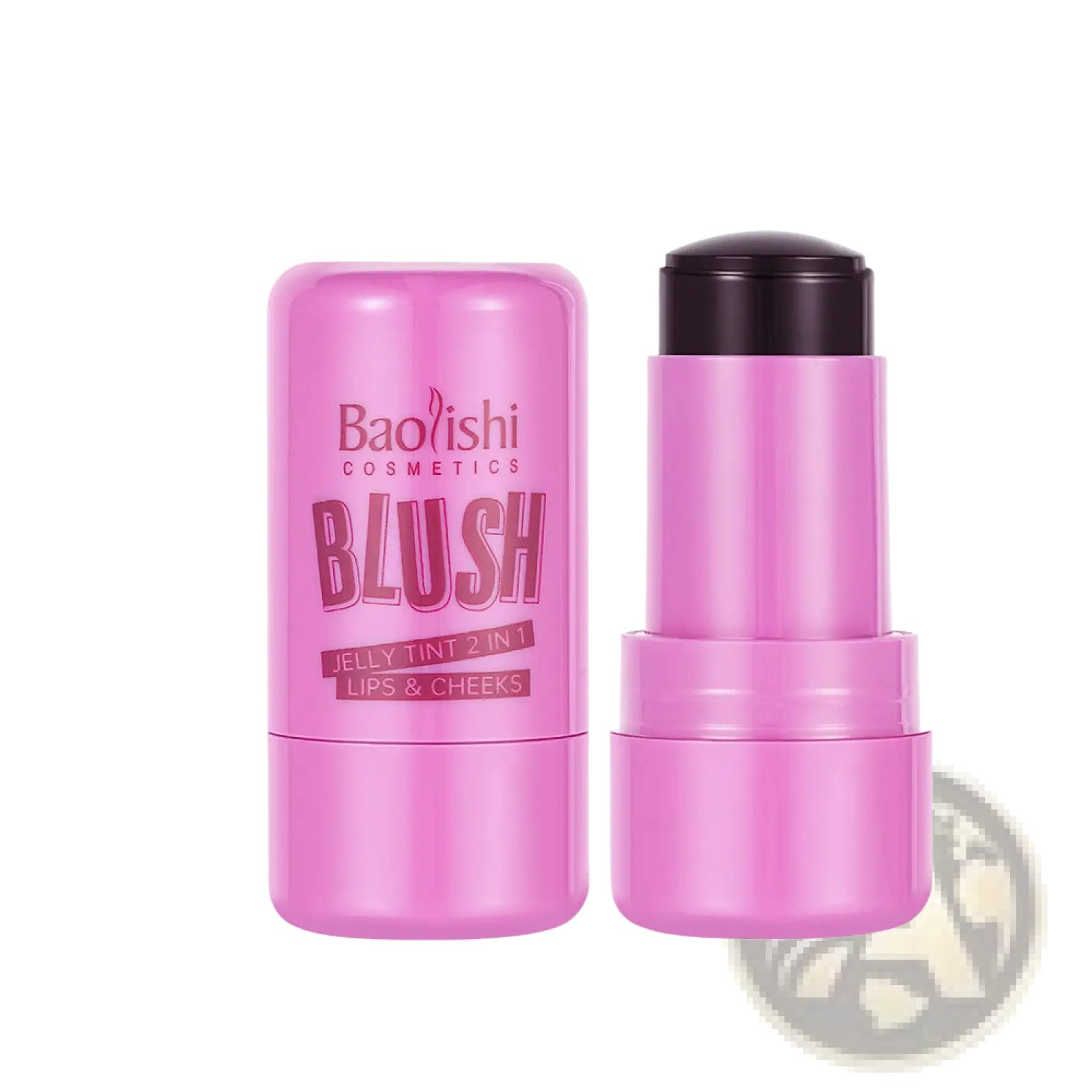 Pink baoishi cosmetics jelly blush stick shimmer lip and cheek tint 26.5g with black cap in sleek cylindrical design