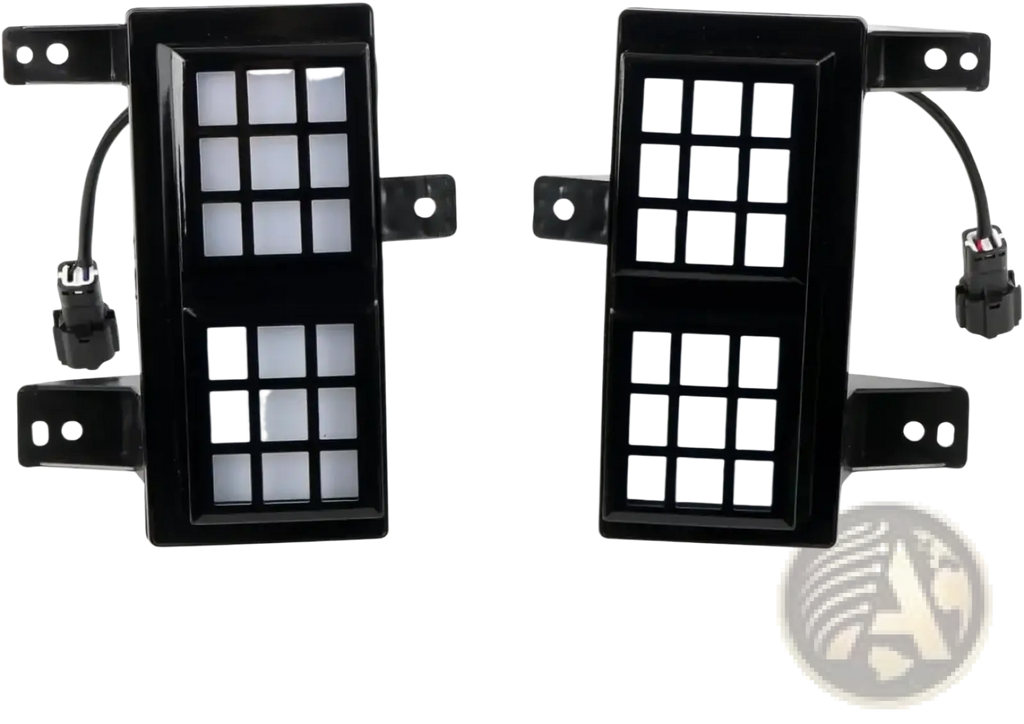 Black rectangular Jetour Traveller T2 LED fog light with grid pattern and mounting brackets, shown from the back side