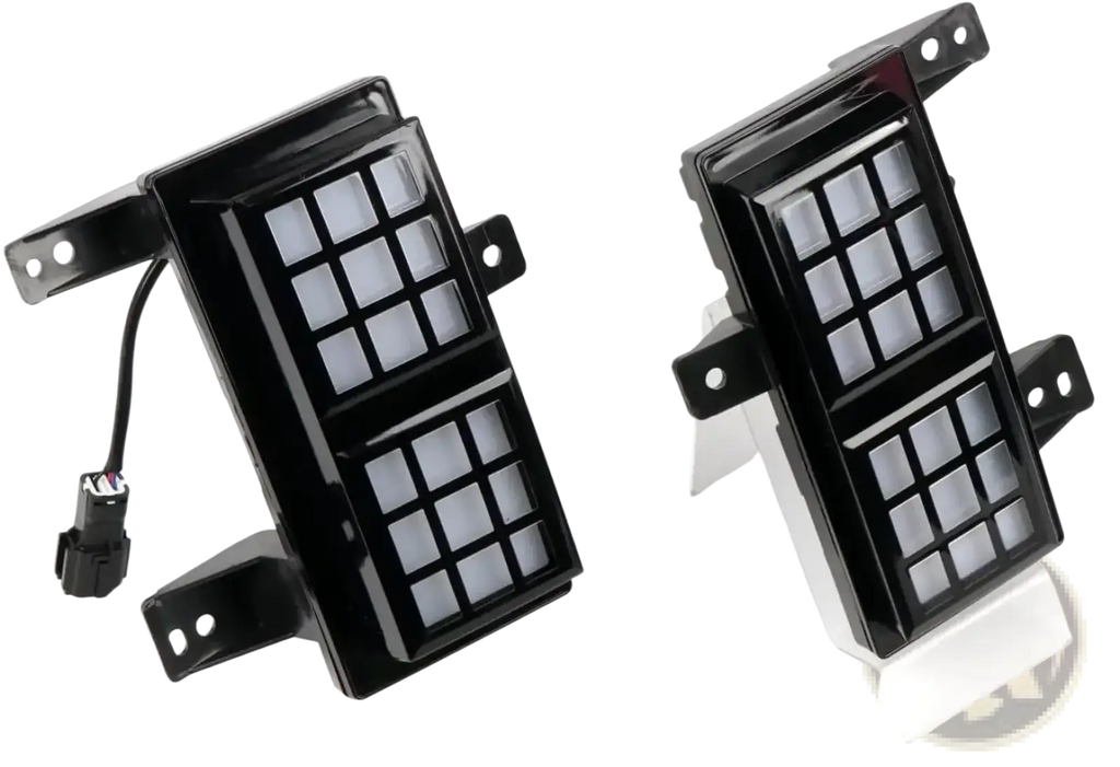 Black plastic jetour traveller t2 led fog light assemblies with grid-patterned lens for daytime running lamp use