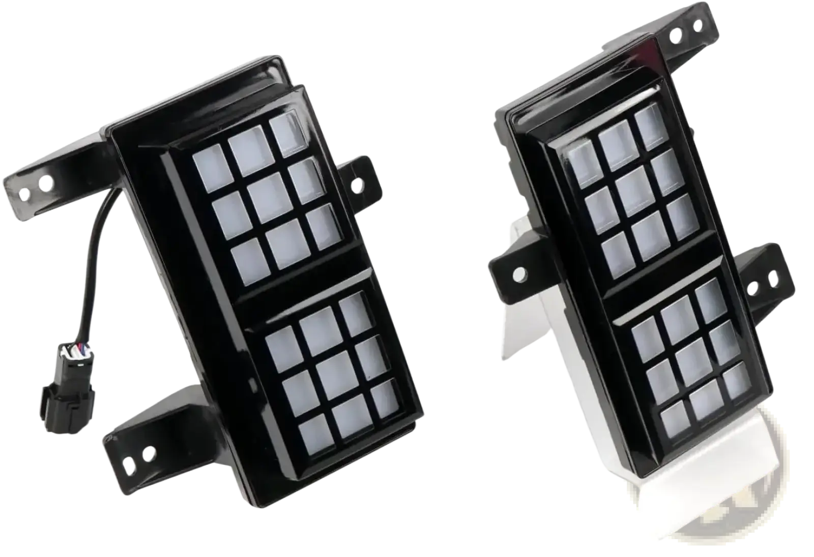 Black plastic jetour traveller t2 led fog light assemblies with grid-patterned lens for daytime running lamp use