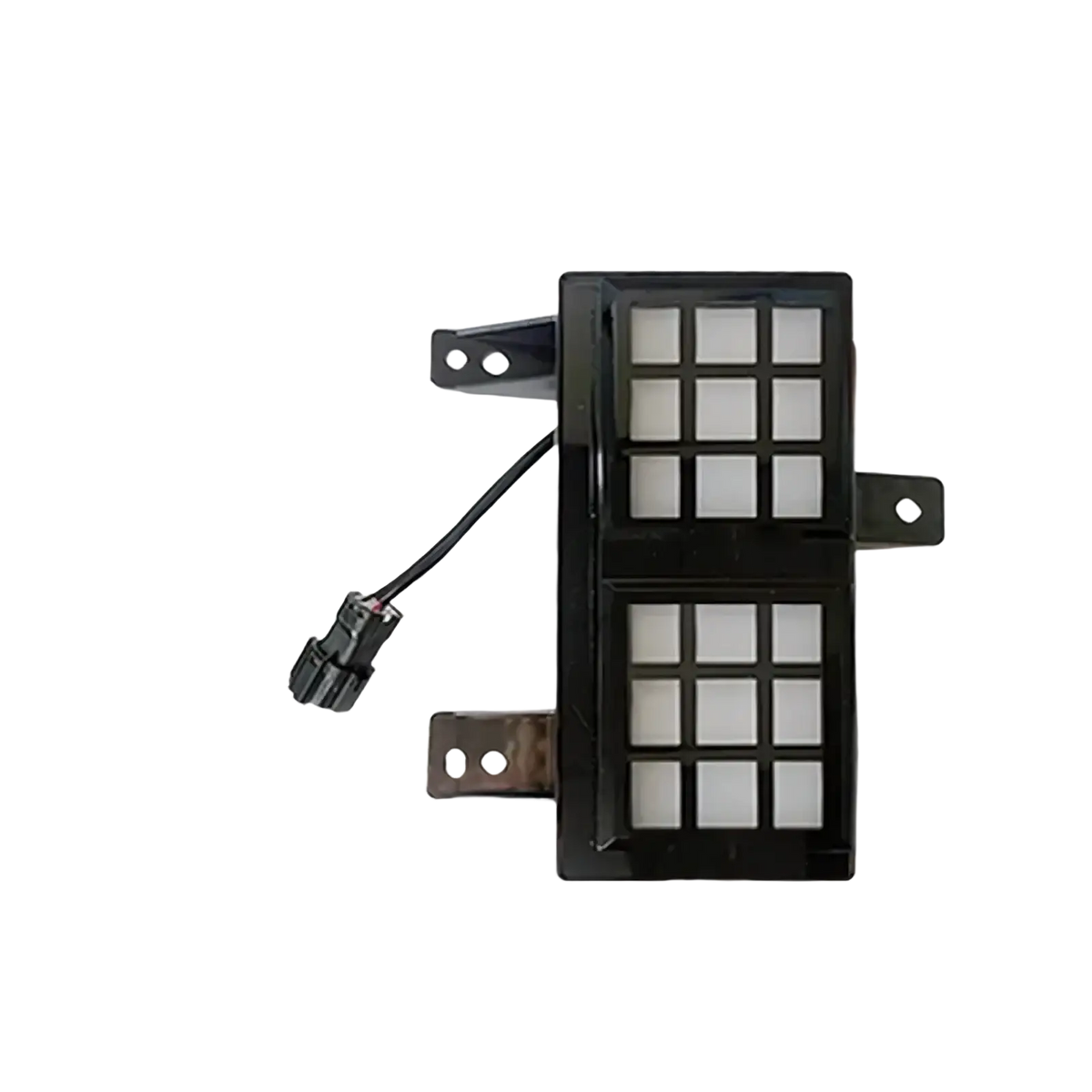 Black plastic jetour traveller t2 led fog light daytime running lamp with grid of square translucent panels and brackets