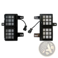 Black plastic jetour traveller t2 led fog light daytime running lamp with grid pattern front and attached wiring connectors
