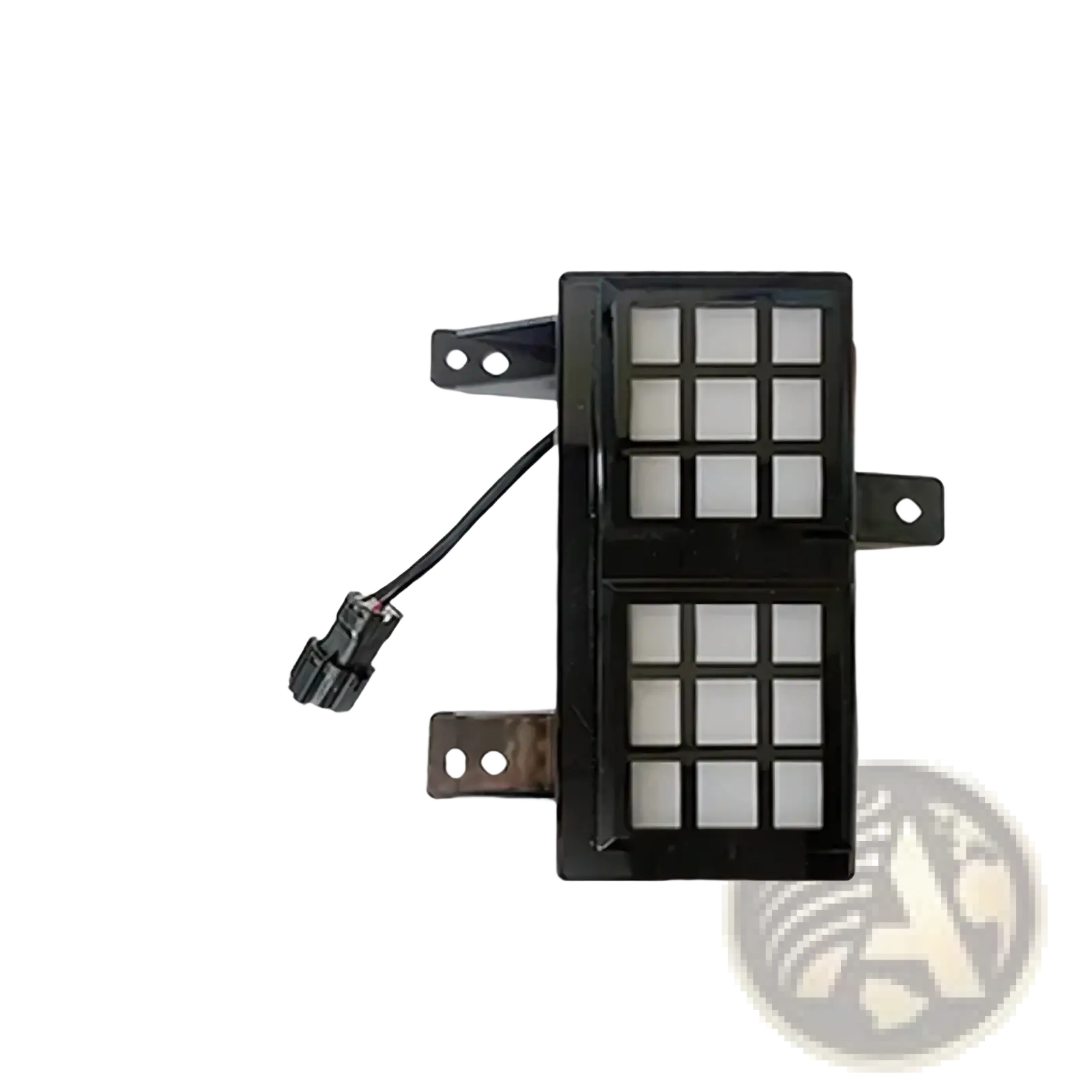 Black plastic jetour traveller t2 led fog light daytime running lamp with grid of square translucent panels and brackets