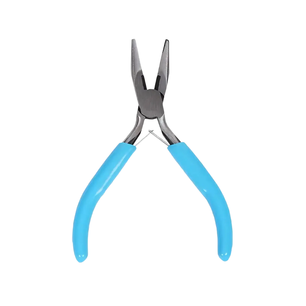 Blue-handled jewelry pliers tool set featuring precision metallic needle-nose jaws for crafting and repair