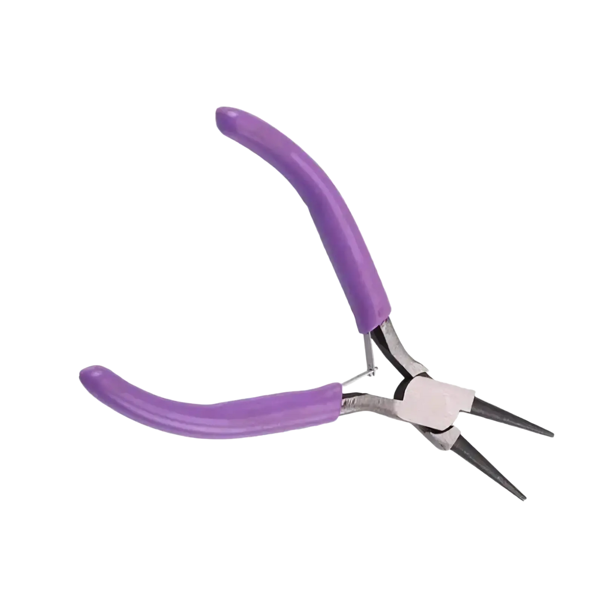 Jewelry pliers tool set with purple handles silver metal jaws and black tips for crafting and repair use