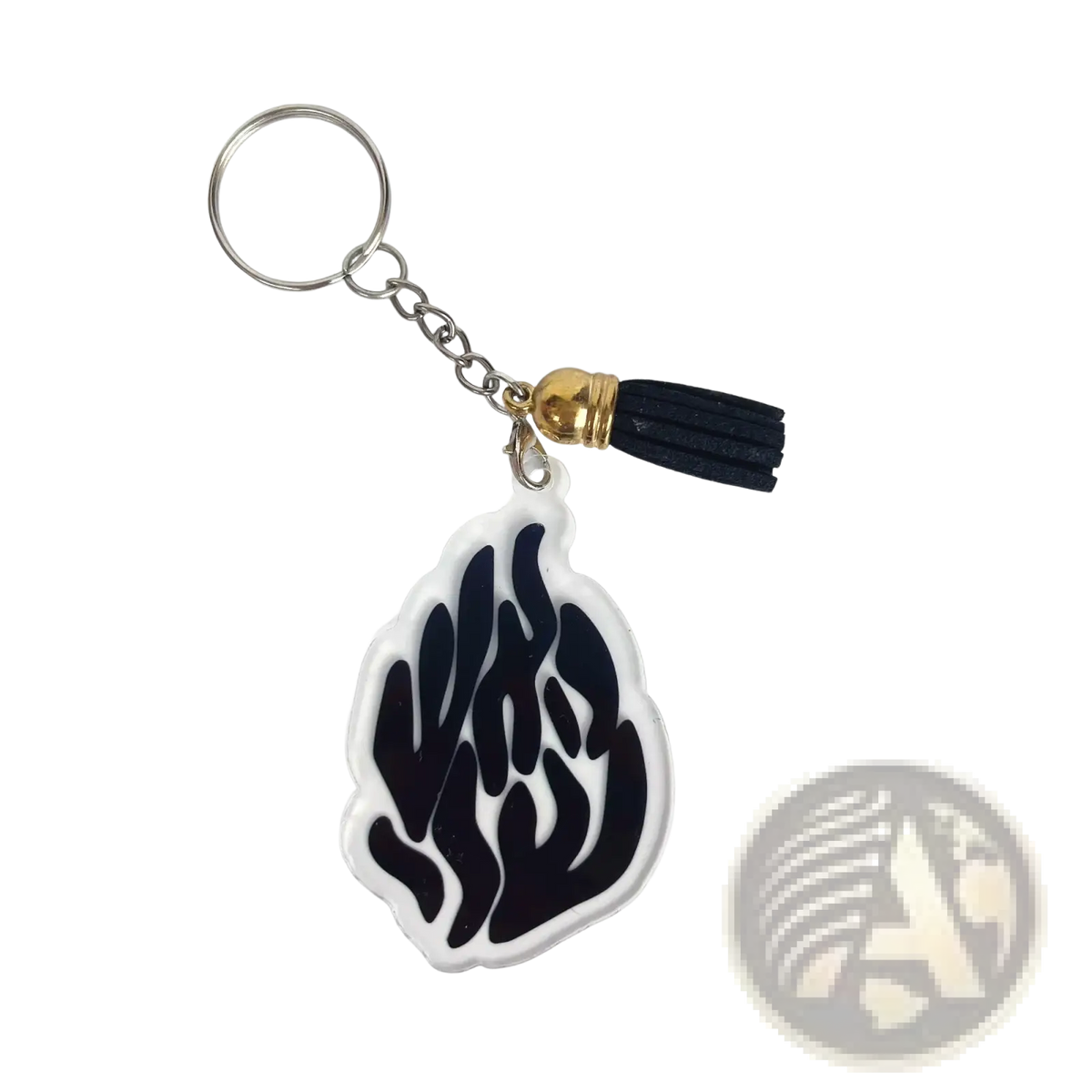 Clear acrylic Jewish blessing card keychain with black flame design and black tassel party favor 10pcs set