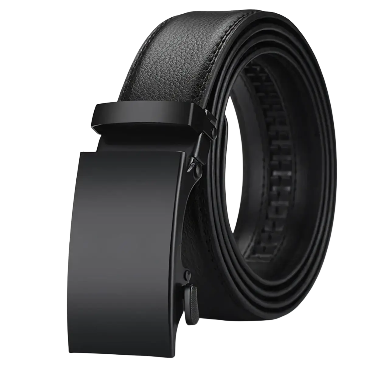 Black leather belt with sleek matte finish automatic buckle by jifanpaul mens genuine leather belt