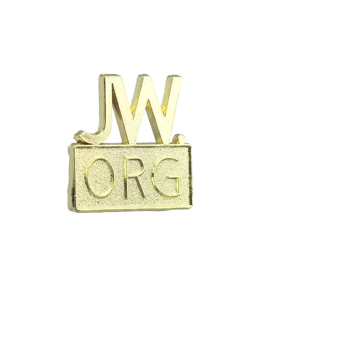Gold-colored metal enamel brooch pin set featuring raised jw org logo for formal or casual wear accessory