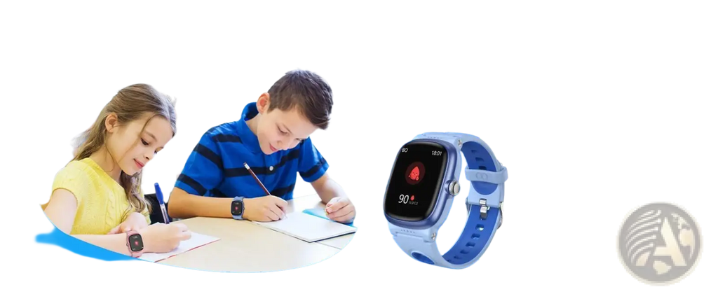 Blue k1 kids waterproof smartwatch with digital blood oxygen display and matching silicone strap for fitness tracking