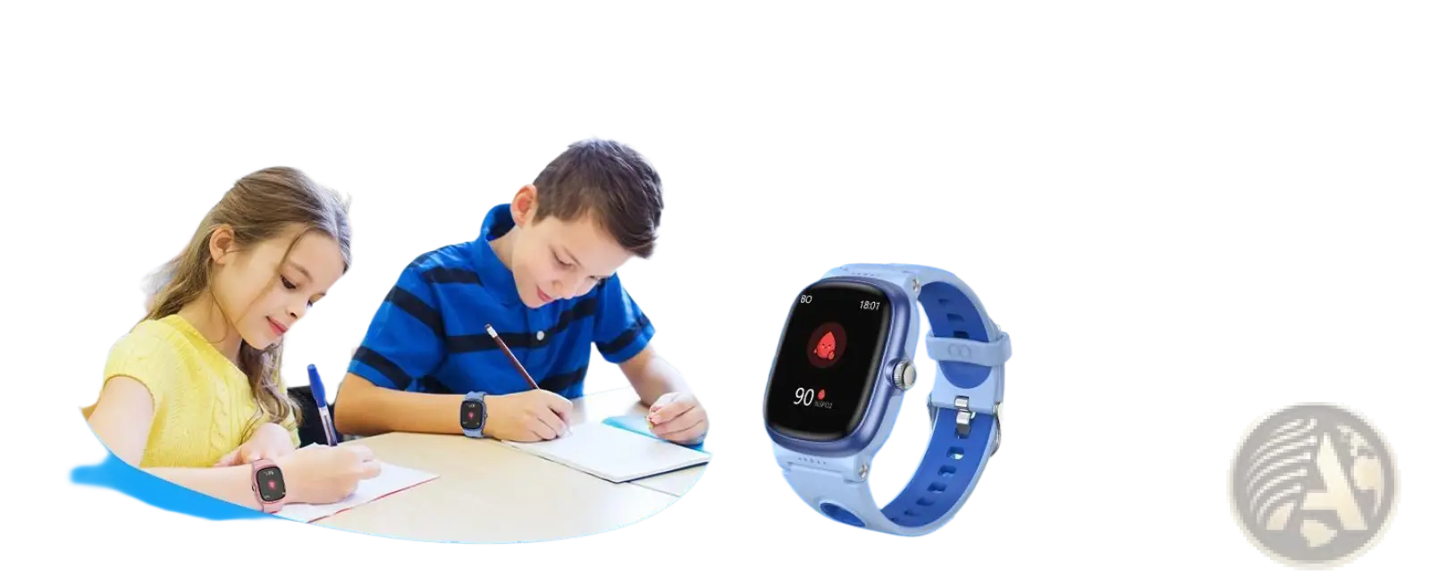 Blue k1 kids waterproof smartwatch with digital blood oxygen display and matching silicone strap for fitness tracking