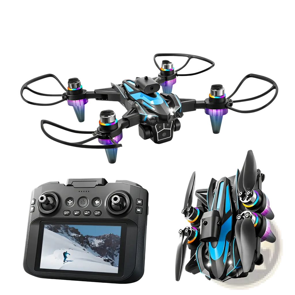 Black and blue k12 max led drone with 4.3 inch screen dual battery brushless power and dual camera remote control