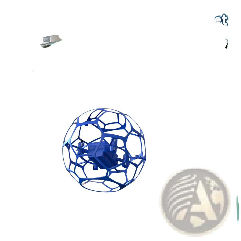 K26 football drone blue spherical cage toy encased in a honeycomb mesh protective net with dual battery