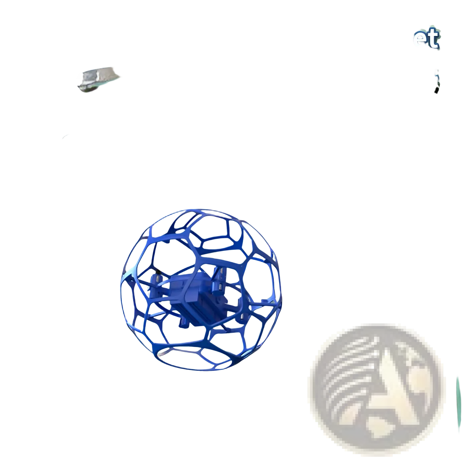 K26 football drone blue spherical cage toy encased in a honeycomb mesh protective net with dual battery