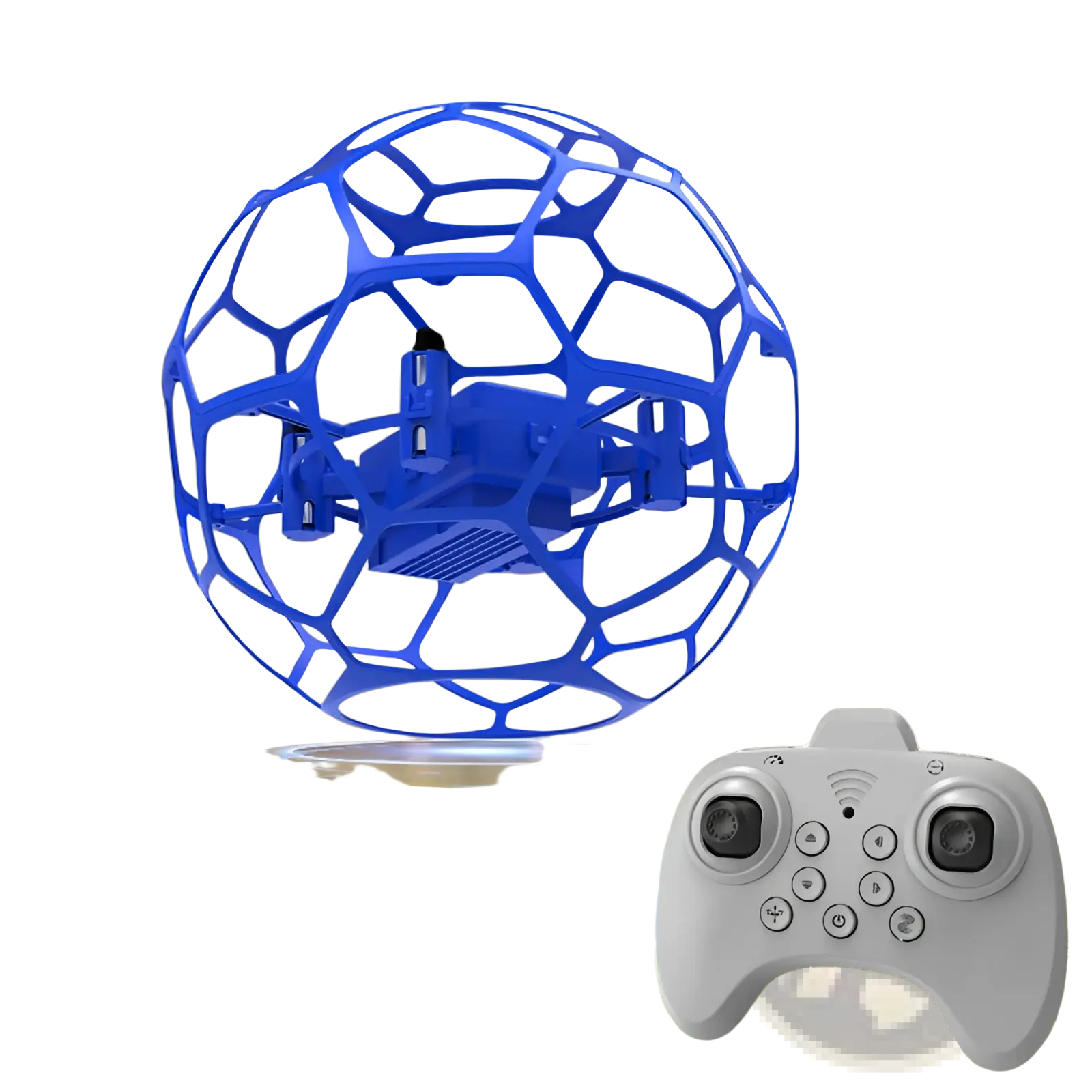 Blue spherical protective cage k26 football drone with one-button operation and crash-resistant dual battery design