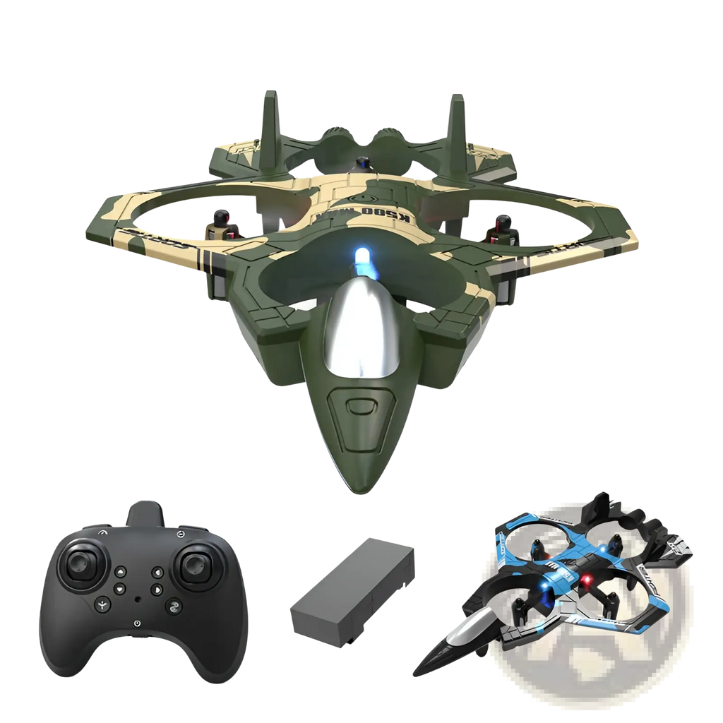 K500 Max camouflage drone featuring dual batteries a sleek military-inspired design and glowing blue nose light