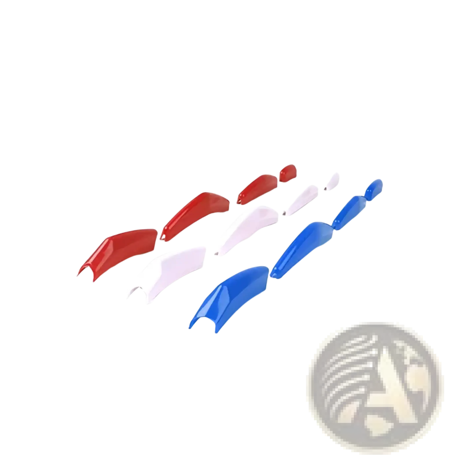 Set of colorful red pink and blue glossy plastic arrowhead-shaped clips for kia carnival ka4 front grille trim abs 2022-2024
