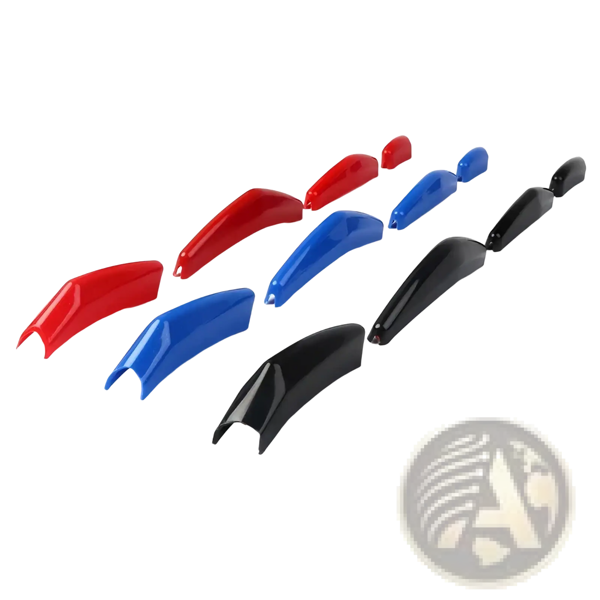 Set of vibrant red blue and black glossy plastic car wheel hub caps for Kia Carnival Ka4 front grille trim ABS 2022-2024