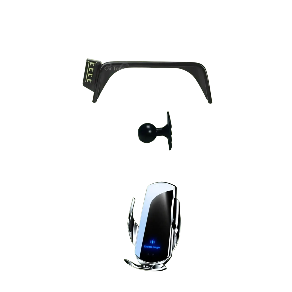 Silver and black wireless car charger with a sleek modern design for kia forte k3 phone mount 2019-2021
