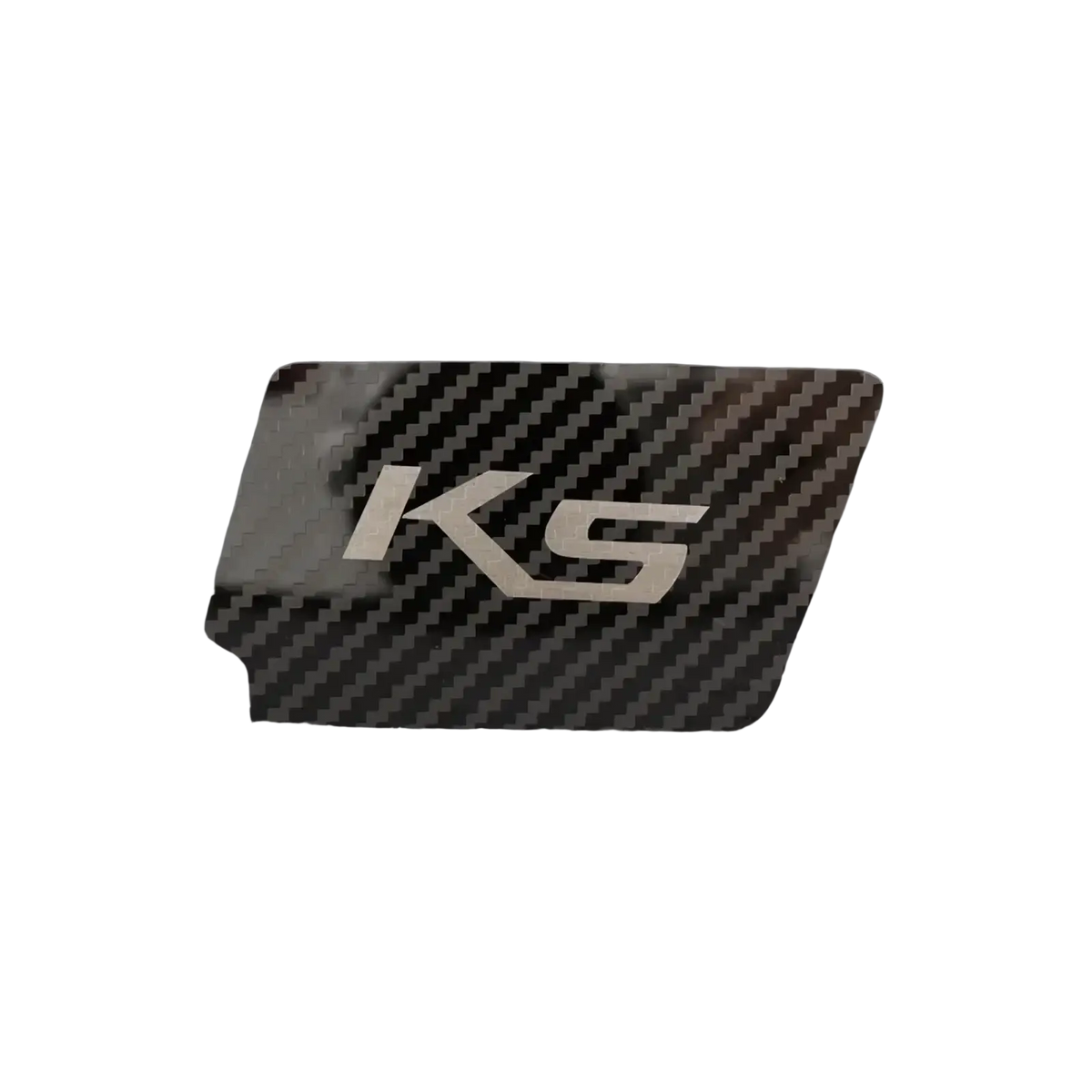 Black carbon fiber card holder with sleek glossy finish and silver ks logo for kia k5 suede carbon interior door handle cover