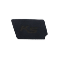 Dark gray rectangular card holder with subtle ks logo embossed for kia k5 suede carbon interior door handle cover